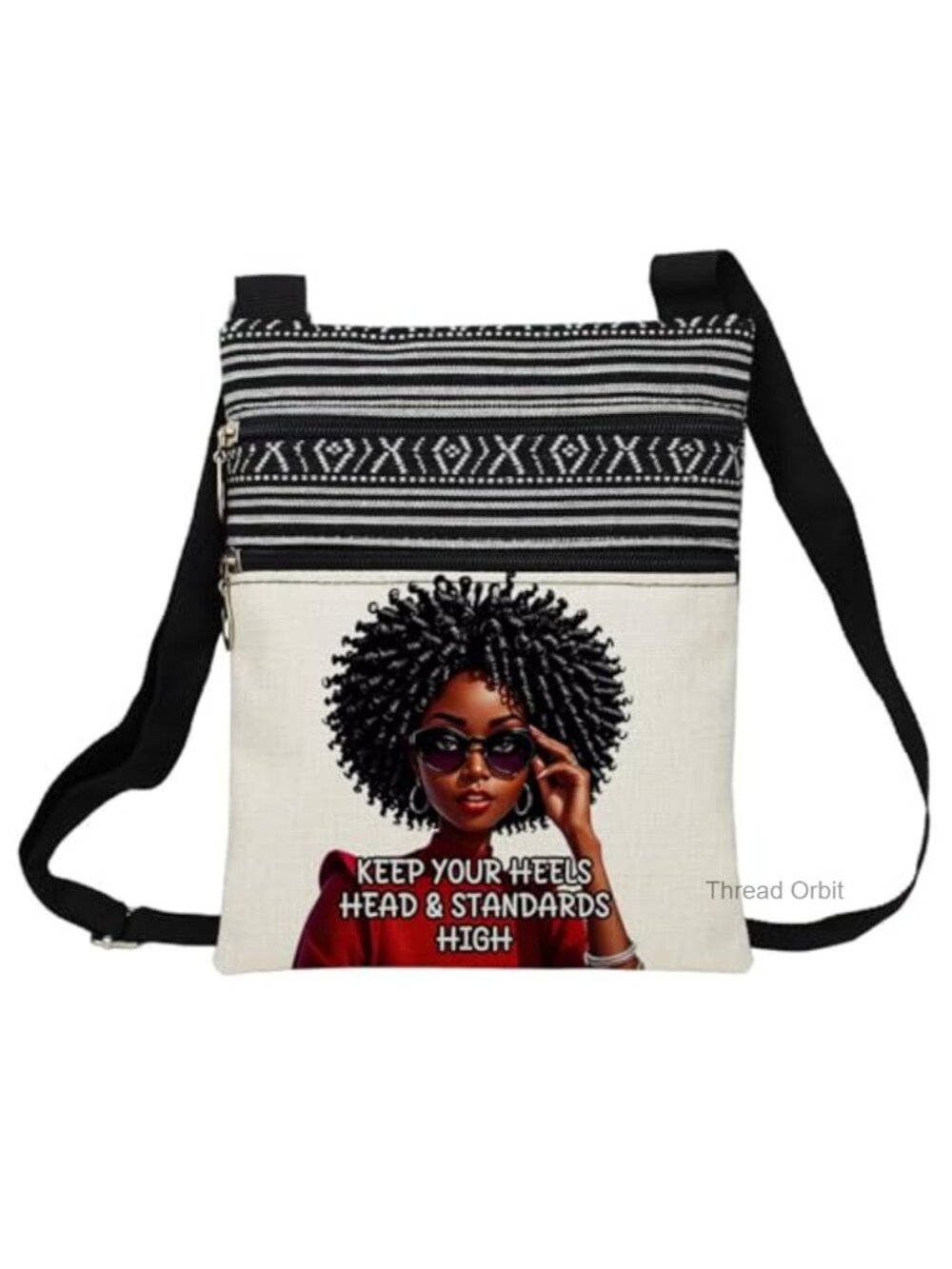 Polyester Ethnic Print Crossbody Bag Adjustable Strap Small Purse